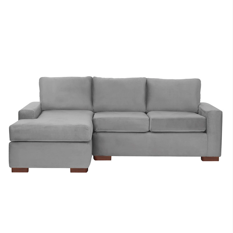SECCIONAL LATAM HOME LIVORNO IZQUIERDO 3 CUERPOS GRIS TELA VELVET - 3