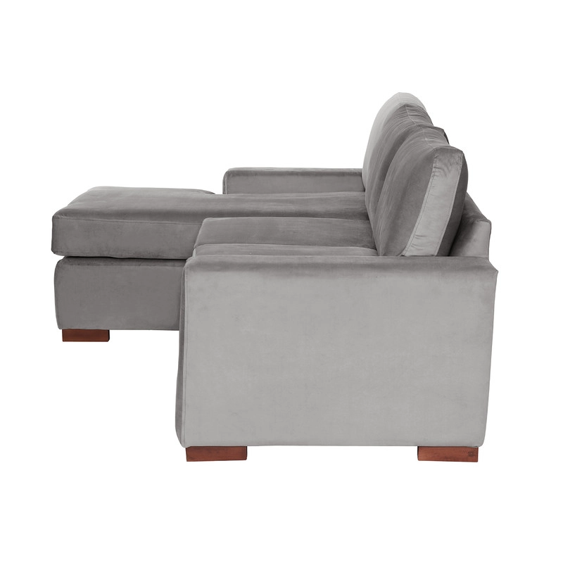 SECCIONAL LATAM HOME LIVORNO IZQUIERDO 3 CUERPOS GRIS TELA VELVET - 4