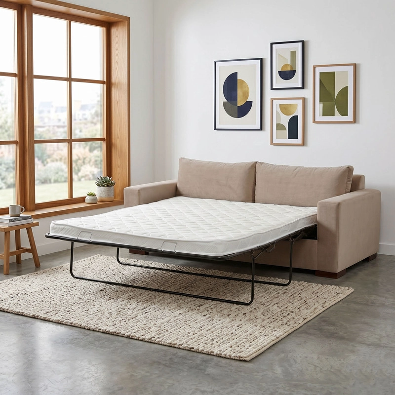 SOFA CAMA LATAM HOME LIVORNO 3 CUERPOS BEIGE TELA VELVET 2PL - 1