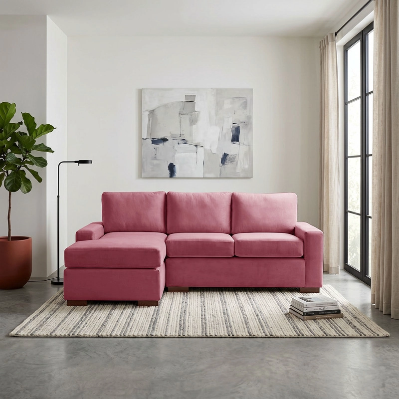 SECCIONAL LATAM HOME LIVORNO IZQUIERDO 3 CUERPOS PALO ROSA TELA VELVET - 1