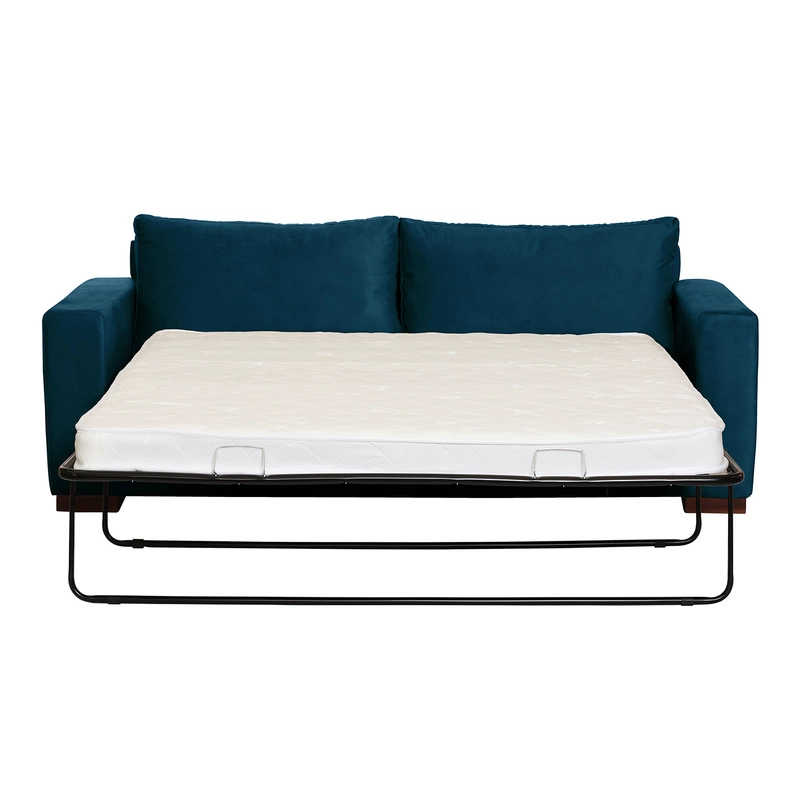 SOFA CAMA LATAM HOME LIVORNO 3 CUERPOS AZUL PETROLEO TELA VELVET 2PL - 2