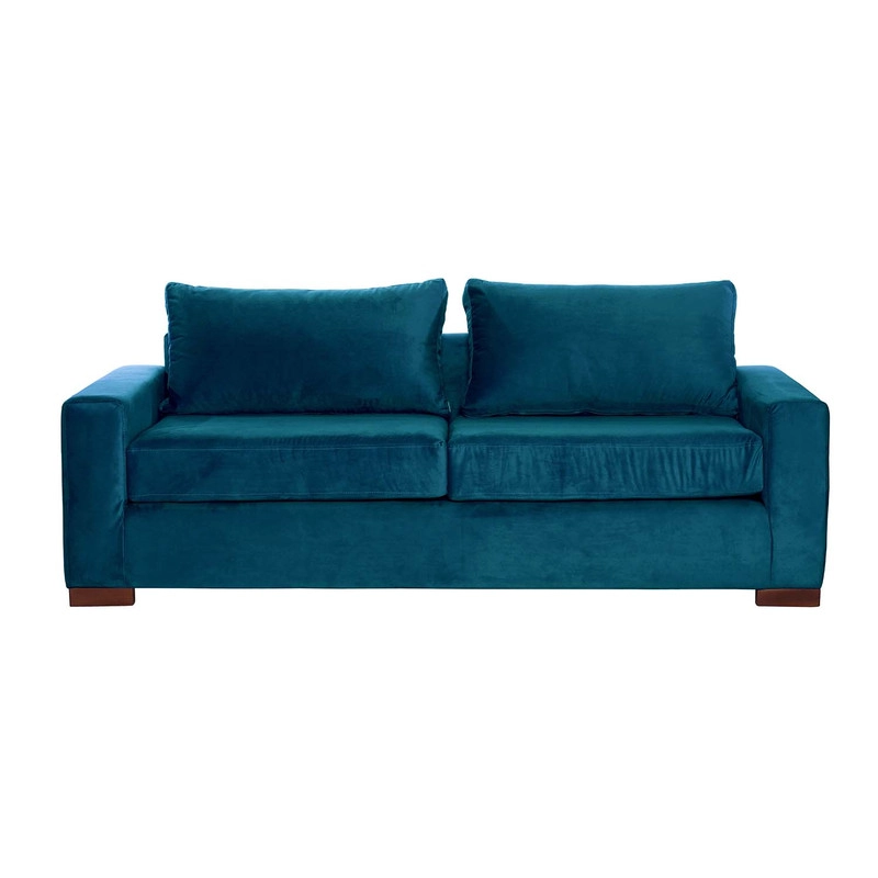 SOFA CAMA LATAM HOME LIVORNO 3 CUERPOS AZUL PETROLEO TELA VELVET 2PL - 3