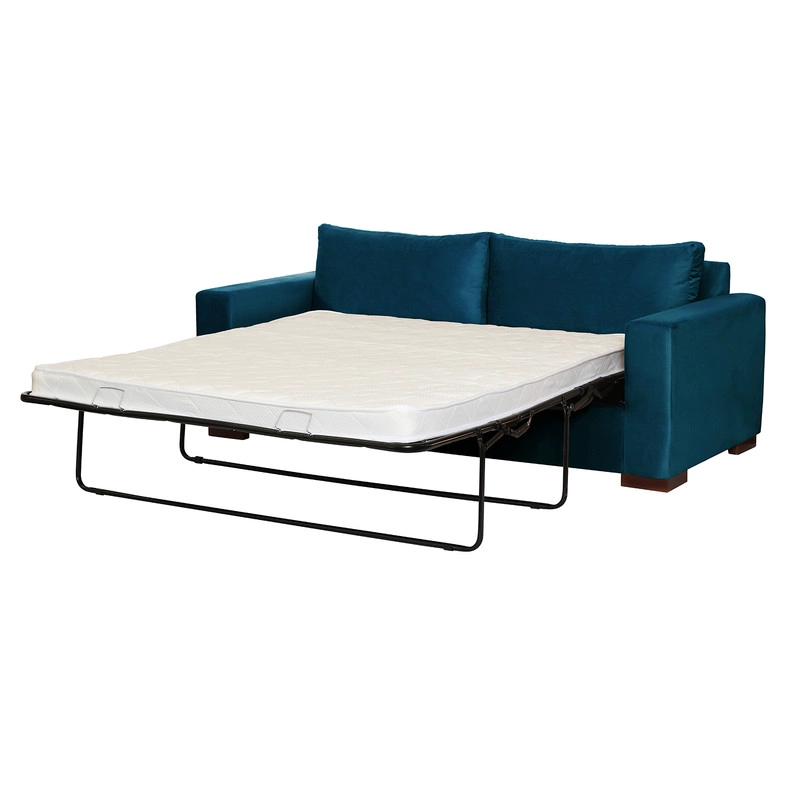 SOFA CAMA LATAM HOME LIVORNO 3 CUERPOS AZUL PETROLEO TELA VELVET 2PL - 8