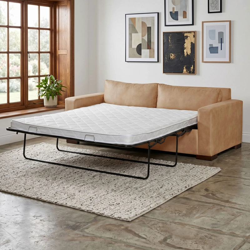 SOFA CAMA LATAM HOME LIVORNO 3 CUERPOS CUERO KENTUCKY BEIGE 2PL - 1