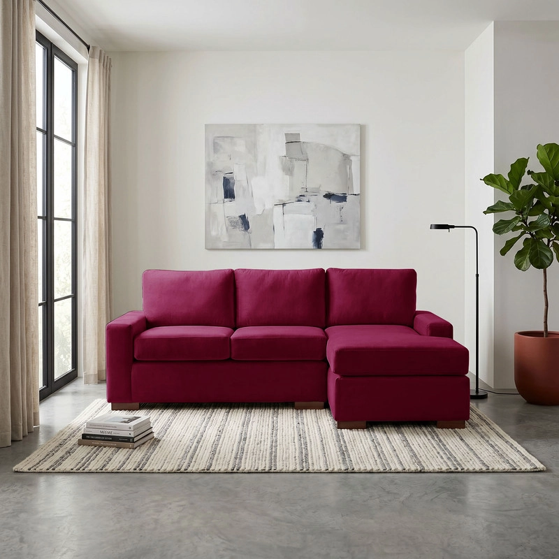 SECCIONAL LATAM HOME LIVORNO DERECHO 3 CUERPOS BURDEO TELA VELVET - 1