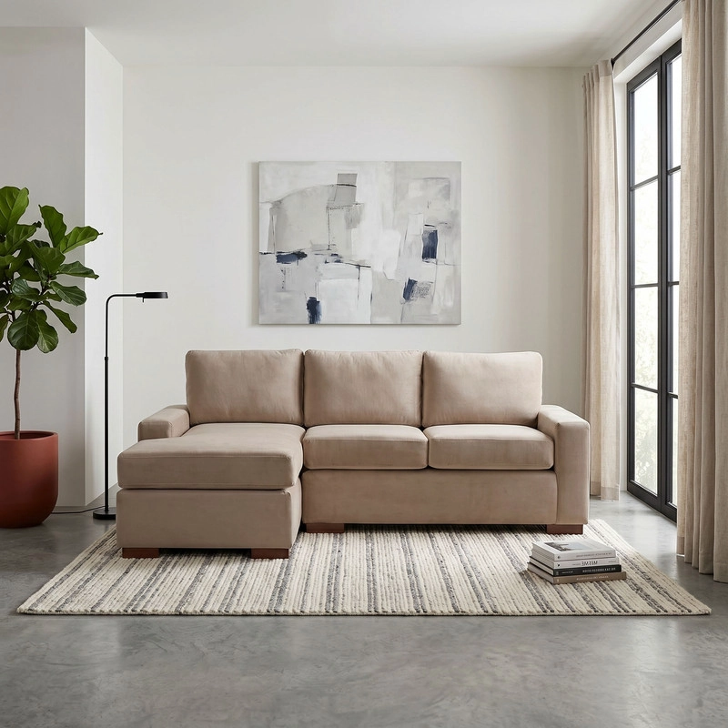 SECCIONAL LATAM HOME LIVORNO IZQUIERDO 3 CUERPOS BEIGE TELA VELVET - 1