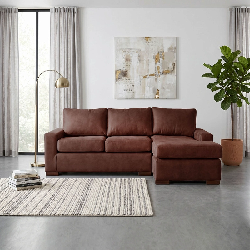SECCIONAL LATAM HOME LIVORNO DERECHO 3 CUERPOS CUERO KENTUCKY CAFÉ MORO - 1