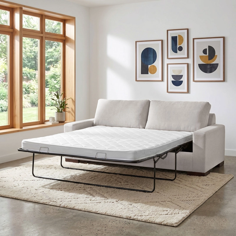 SOFA CAMA LIVORNO 2PL LINO EN COLOR BLANCO - 1