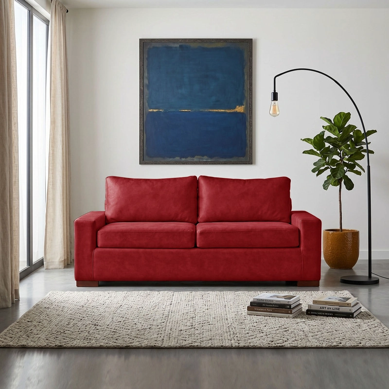 SOFA LATAM HOME LIVORNO 3 CUERPOS CUERO KENTUCKY ROJO - 1