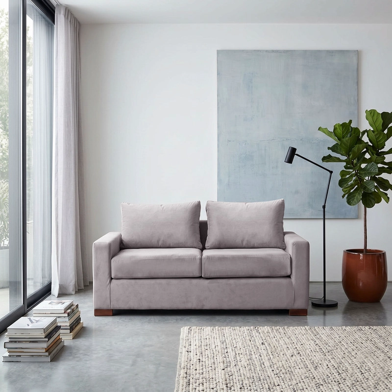 SOFA LATAM HOME LIVORNO 2 CUERPOS GRIS TELA VELVET - 1