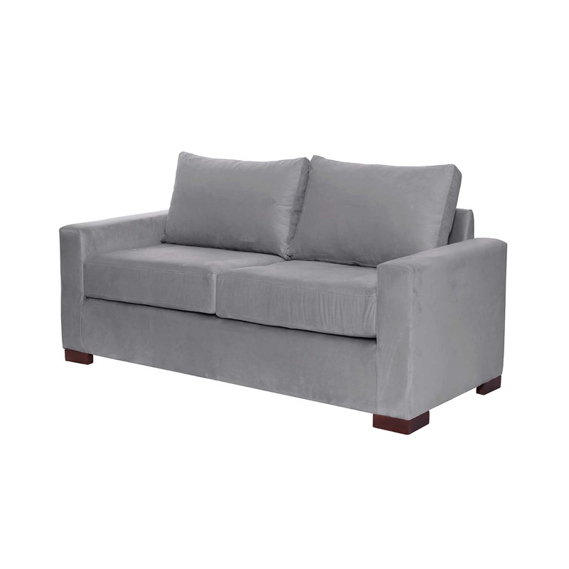 SOFA LATAM HOME LIVORNO 2 CUERPOS GRIS TELA VELVET - 2