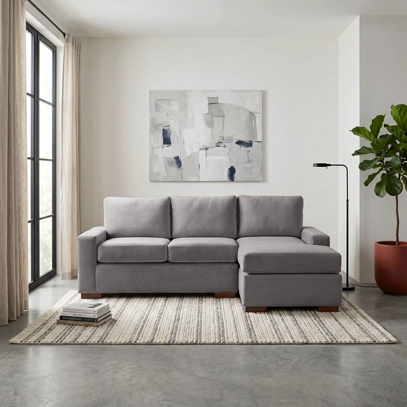 SECCIONAL LATAM HOME LIVORNO DERECHO 3 CUERPOS GRIS TELA VELVET - 1