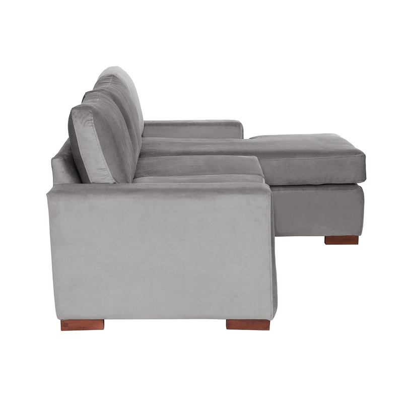 SECCIONAL LATAM HOME LIVORNO DERECHO 3 CUERPOS GRIS TELA VELVET - 3