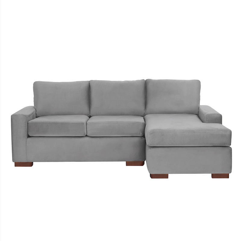 SECCIONAL LATAM HOME LIVORNO DERECHO 3 CUERPOS GRIS TELA VELVET - 8
