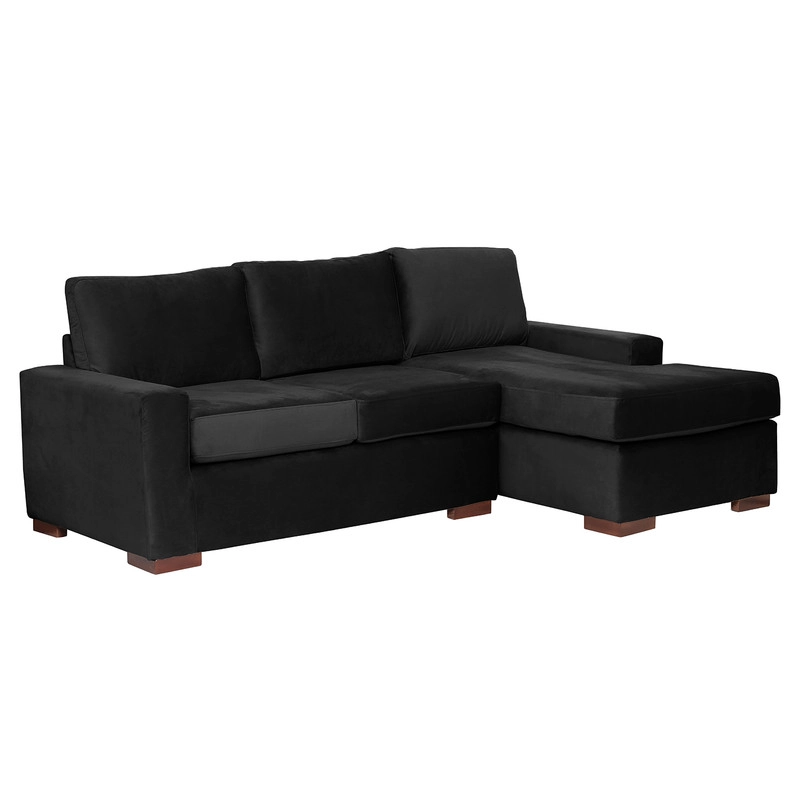 SECCIONAL LATAM HOME LIVORNO DERECHO 3 CUERPOS NEGRO TELA VELVET - 2