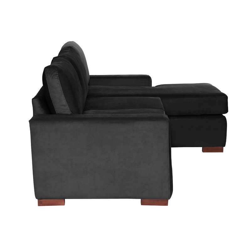 SECCIONAL LATAM HOME LIVORNO DERECHO 3 CUERPOS NEGRO TELA VELVET - 3