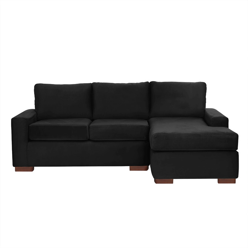 SECCIONAL LATAM HOME LIVORNO DERECHO 3 CUERPOS NEGRO TELA VELVET - 8