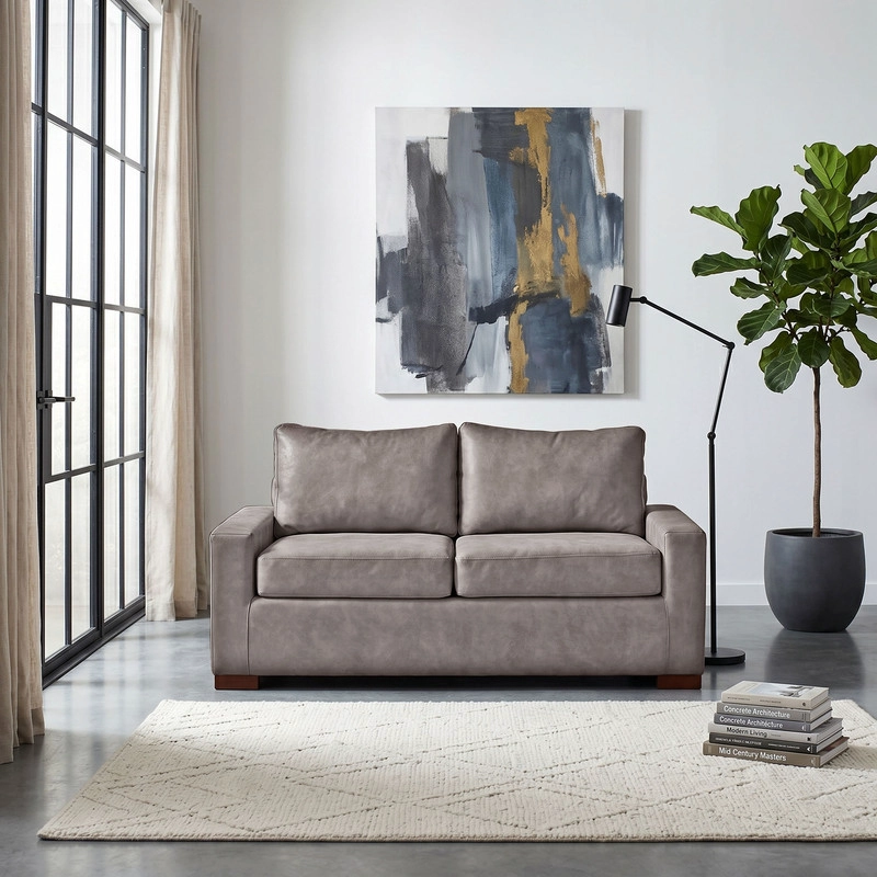 SOFA LATAM HOME LIVORNO 2 CUERPOS CUERO KENTUCKY GRIS - 1