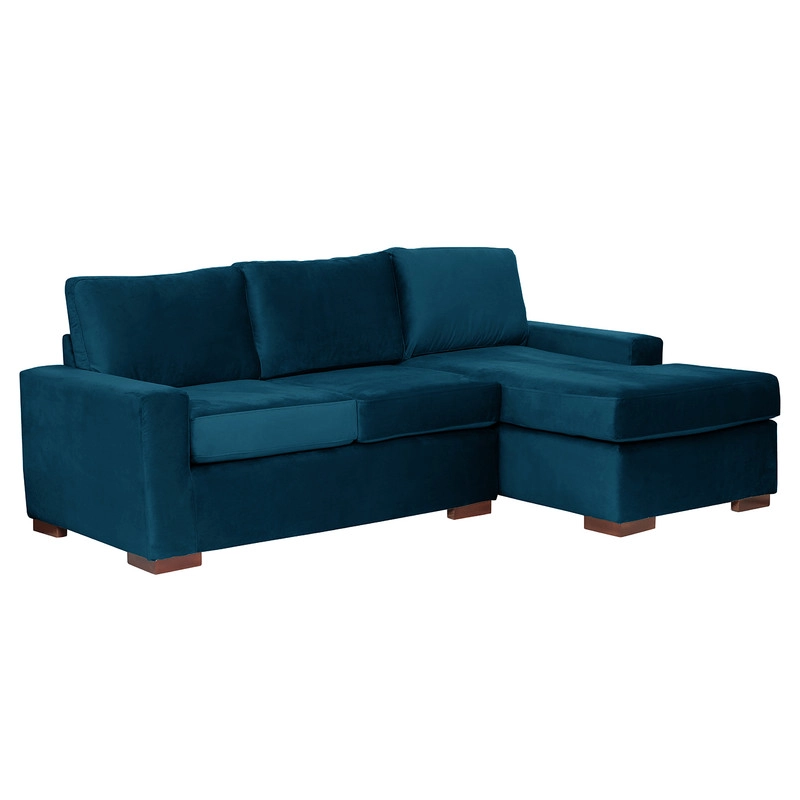 SECCIONAL LATAM HOME LIVORNO DERECHO 3 CUERPOS AZUL PETROLEO TELA VELVET - 2