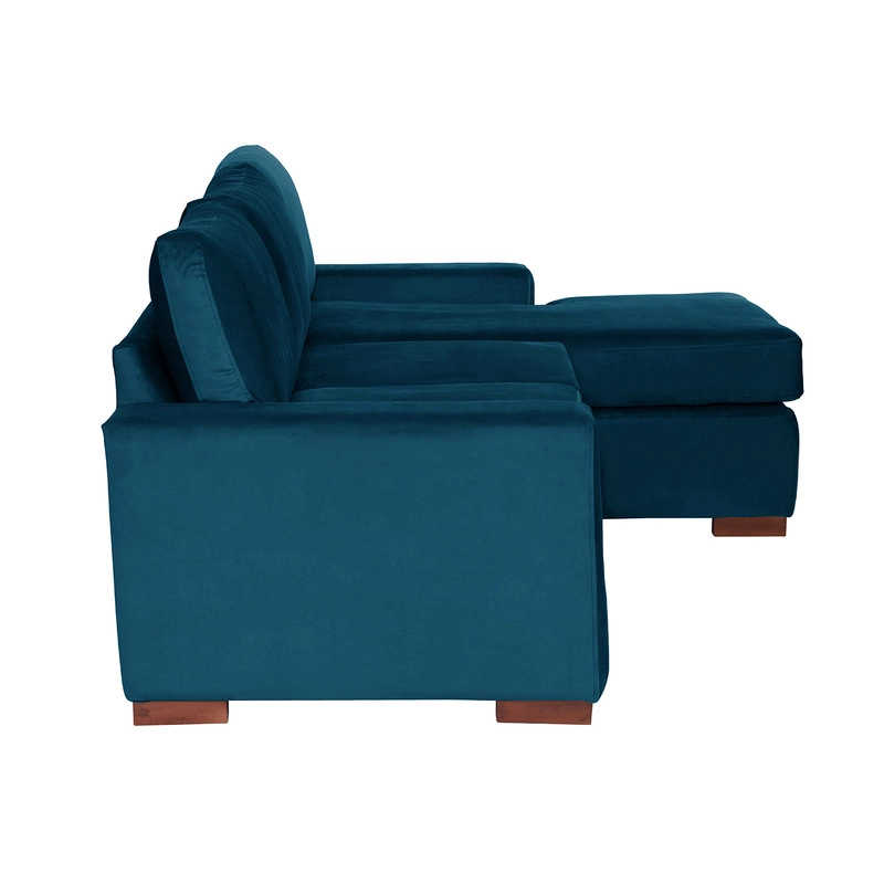 SECCIONAL LATAM HOME LIVORNO DERECHO 3 CUERPOS AZUL PETROLEO TELA VELVET - 3
