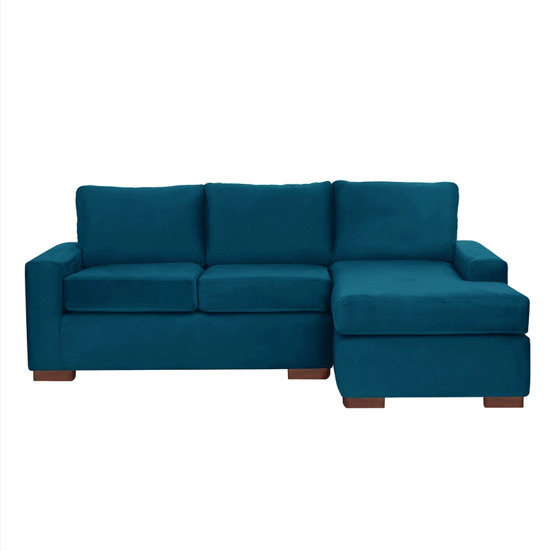 SECCIONAL LATAM HOME LIVORNO DERECHO 3 CUERPOS AZUL PETROLEO TELA VELVET - 8
