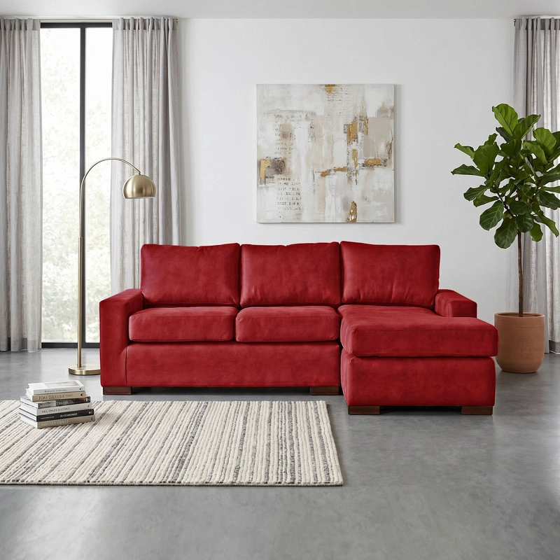 SECCIONAL LATAM HOME LIVORNO DERECHO 3 CUERPOS CUERO KENTUCKY ROJO - 1