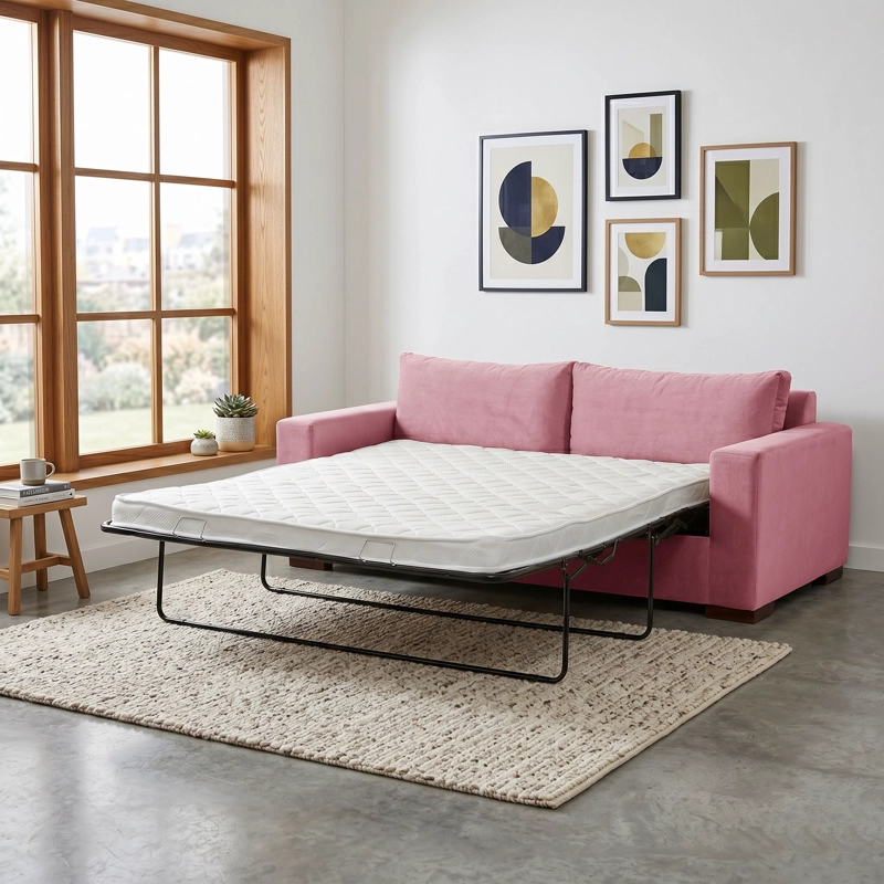 SOFA CAMA LATAM HOME LIVORNO 3 CUERPOS PALO ROSA TELA VELVET 2PL - 1