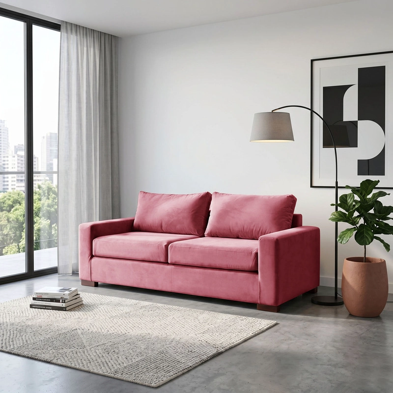 SOFA LATAM HOME LIVORNO 3 CUERPOS PALO ROSA TELA VELVET - 1
