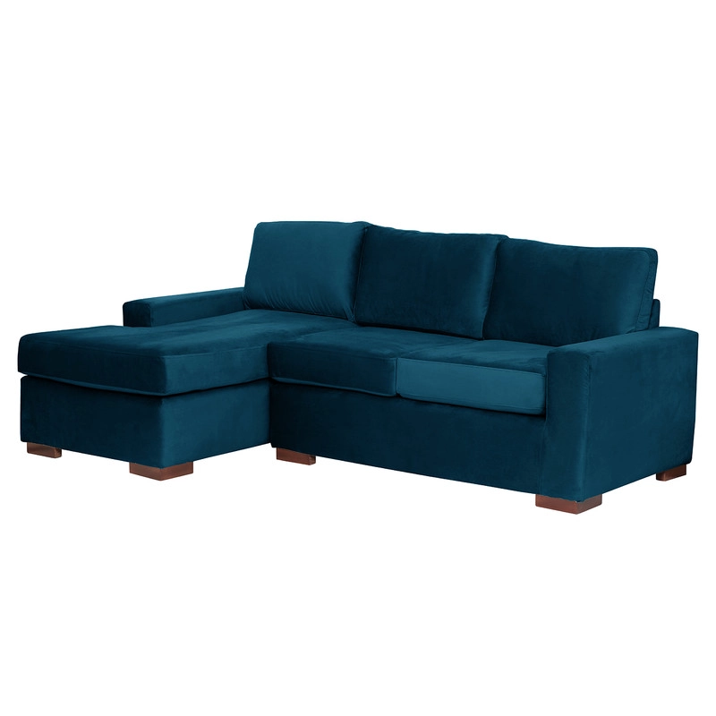 SECCIONAL LATAM HOME LIVORNO IZQUIERDO 3 CUERPOS AZUL PETROLEO TELA VELVET - 2