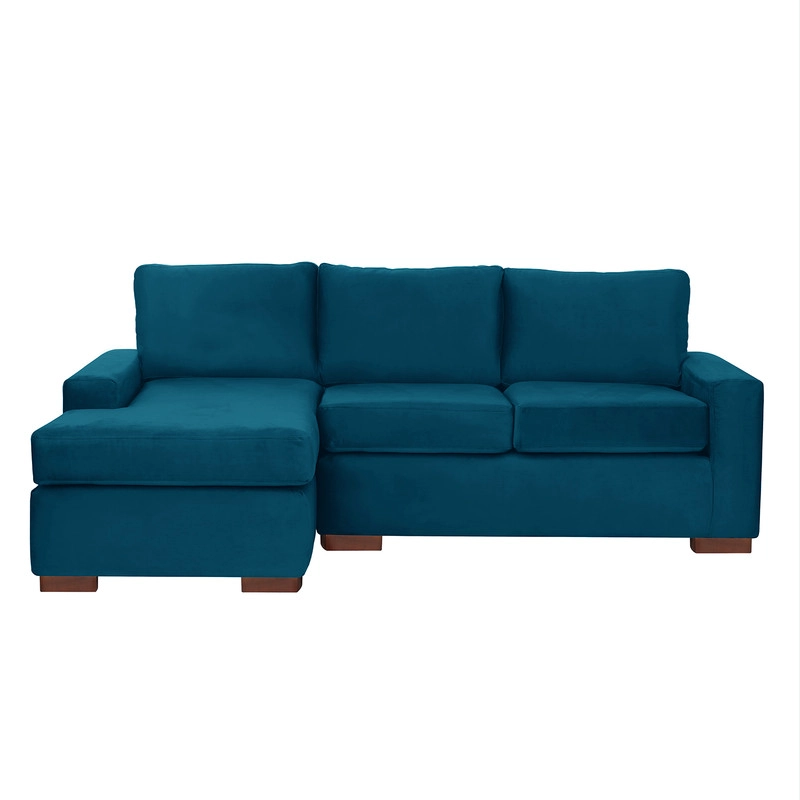 SECCIONAL LATAM HOME LIVORNO IZQUIERDO 3 CUERPOS AZUL PETROLEO TELA VELVET - 3