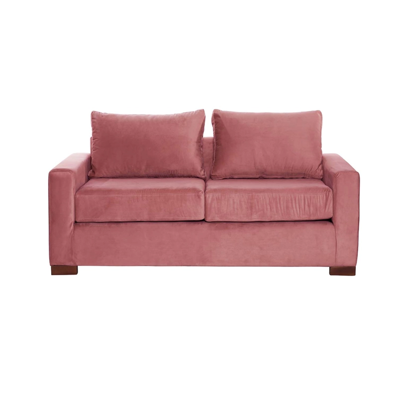 SOFA LATAM HOME LIVORNO 2 CUERPOS ROSA TELA VELVET PALO - 2