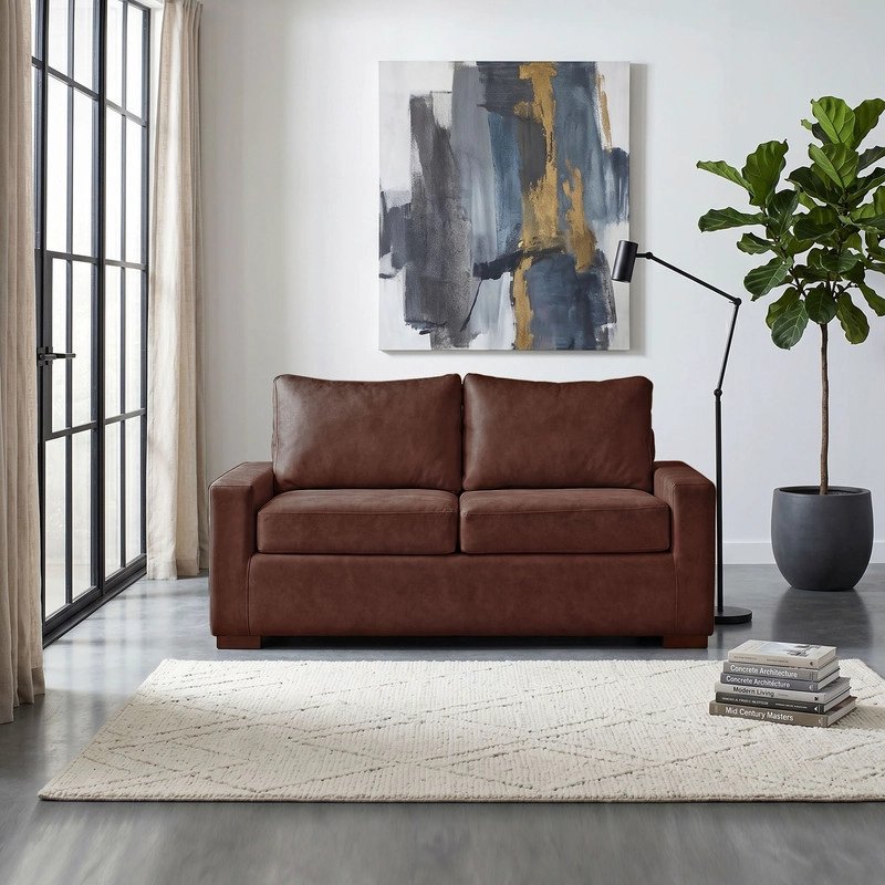 SOFA LATAM HOME LIVORNO 2 CUERPOS CUERO KENTUCKY CAFÉ MORO - 1