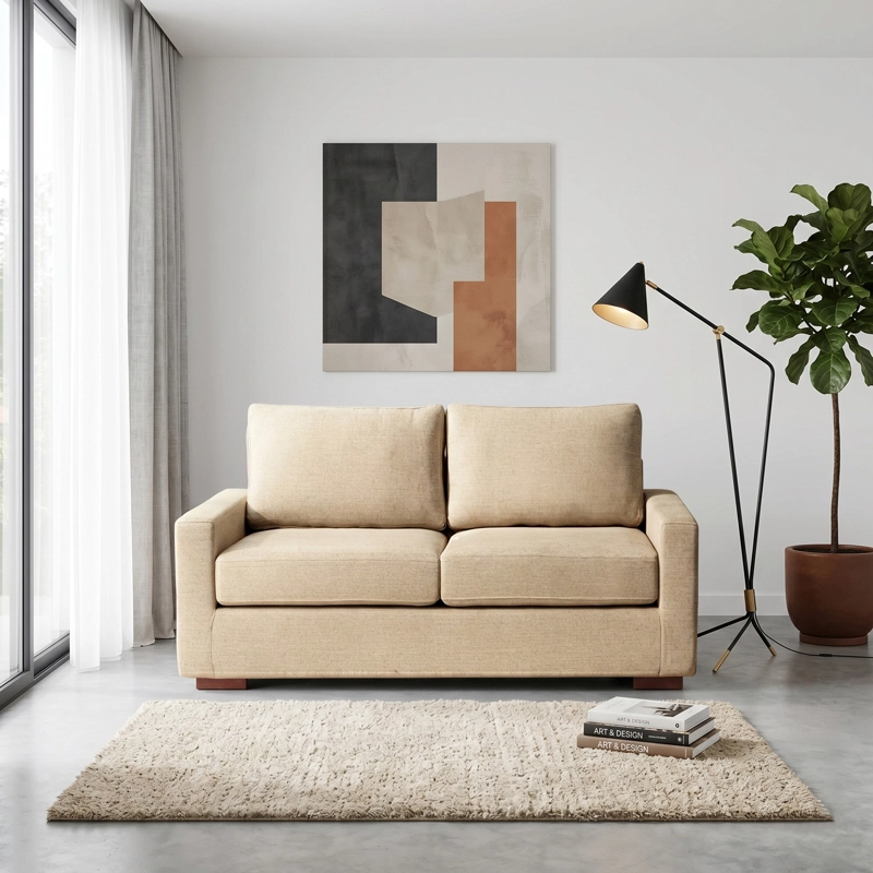 SOFA LATAM HOME LIVORNO 2 CUERPOS LINO BEIGE NATURAL - 1