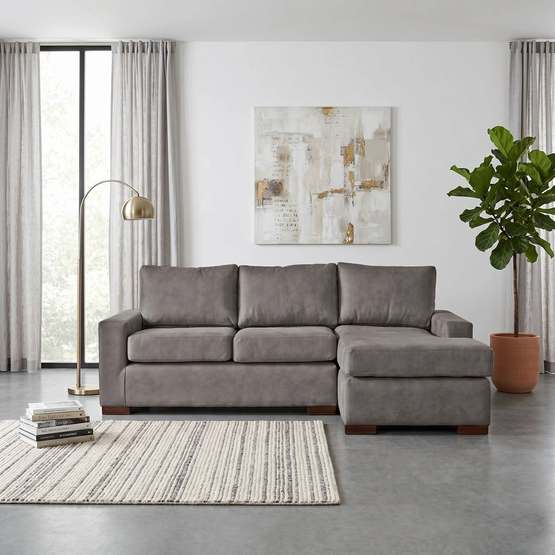 SECCIONAL LATAM HOME LIVORNO DERECHO 3 CUERPOS CUERO KENTUCKY GRIS - 1