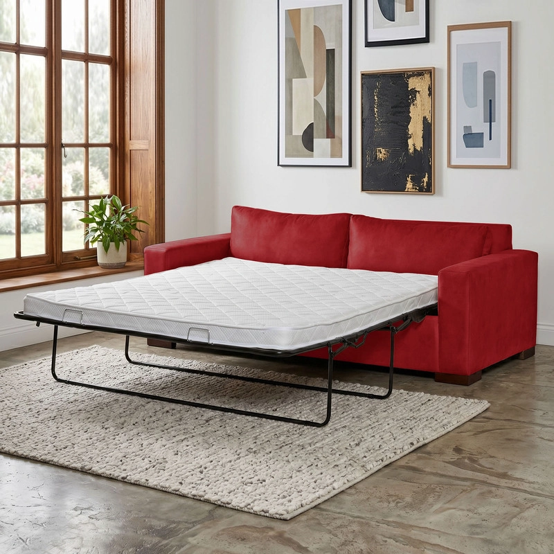SOFA CAMA LATAM HOME LIVORNO 3 CUERPOS CUERO KENTUCKY ROJO 2PL - 1