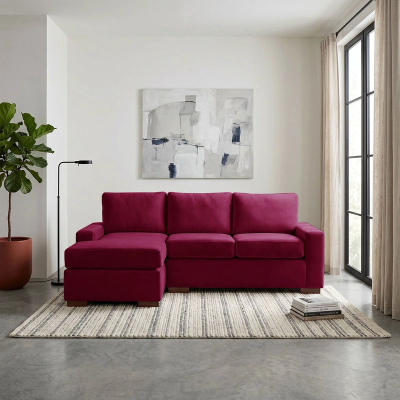 SECCIONAL LATAM HOME LIVORNO IZQUIERDO 3 CUERPOS BURDEO TELA VELVET - 1