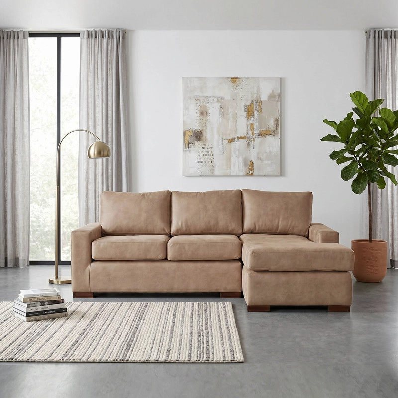 SECCIONAL LATAM HOME LIVORNO DERECHO 3 CUERPOS CUERO KENTUCKY BEIGE - 1