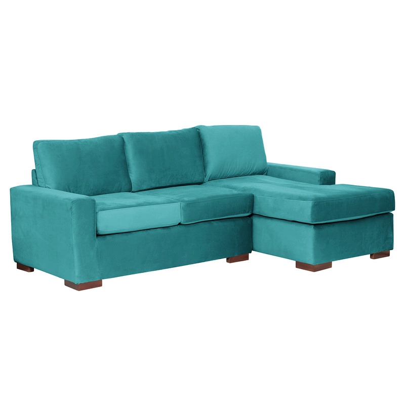 SECCIONAL LATAM HOME LIVORNO DERECHO 3 CUERPOS TURQUESA TELA VELVET - 2