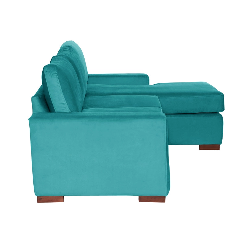 SECCIONAL LATAM HOME LIVORNO DERECHO 3 CUERPOS TURQUESA TELA VELVET - 3