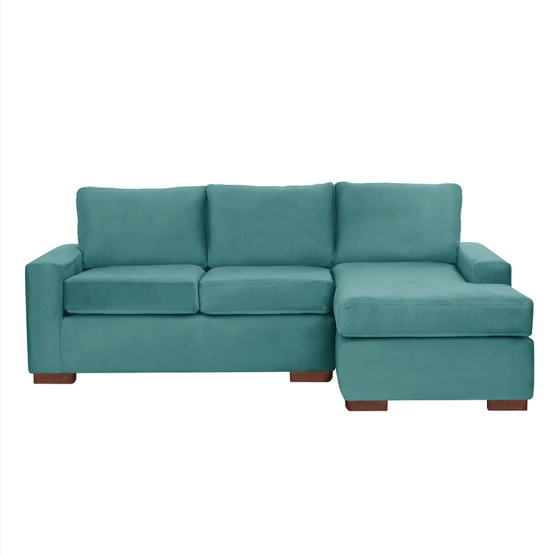 SECCIONAL LATAM HOME LIVORNO DERECHO 3 CUERPOS TURQUESA TELA VELVET - 8