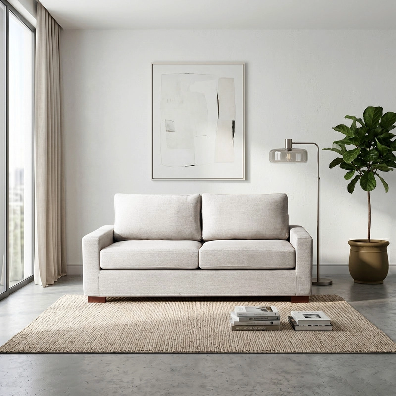 SOFA LIVORNO 3 CUERPOS RESORTES POCKET LINO BLANCO - 1