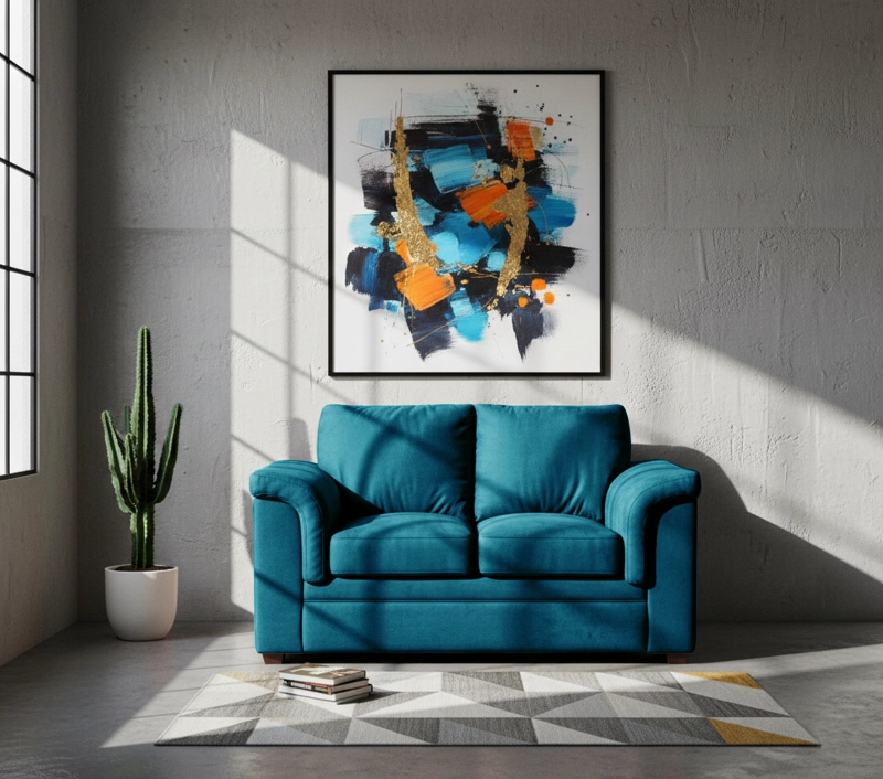 SOFA LATAM HOME ANCONA 2 CUERPOS AZUL PETROLEO VELVET - 1