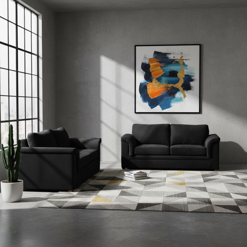 SOFA LATAM HOME ANCONA 3-2 NEGRO LIVING VELVET - 1