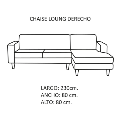 SOFA CHAISELONG LATAM HOME SALERNO DERECHO 3 CUERPOS GRIS VELVET - 4