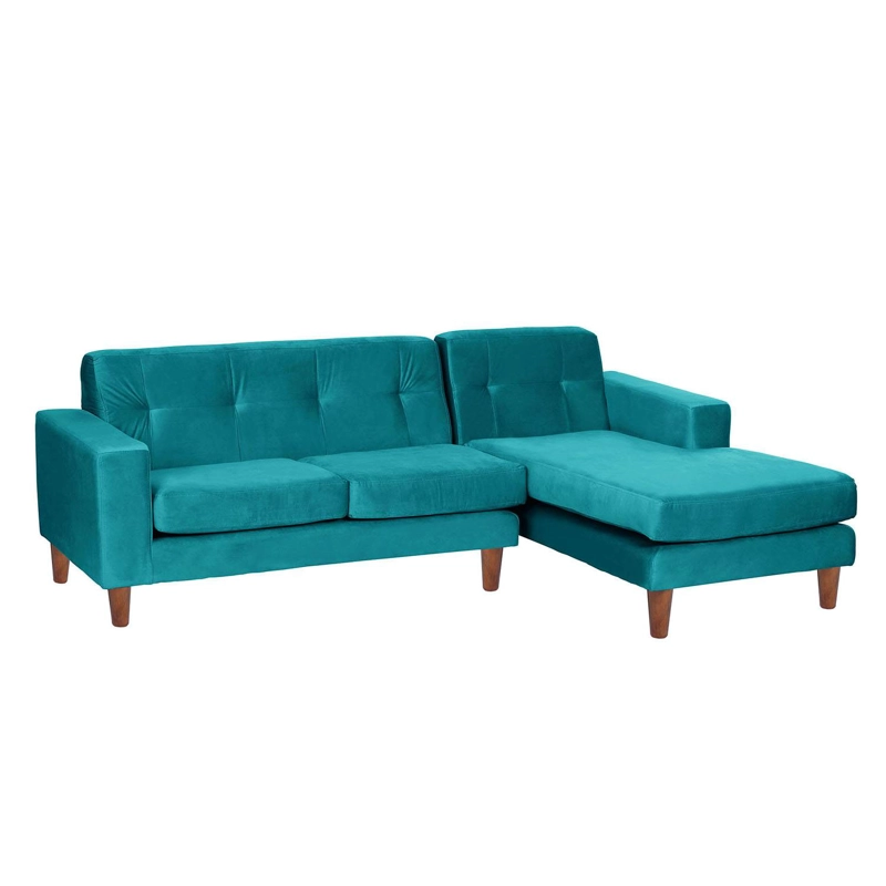 SOFA CHAISELONG LATAM HOME SALERNO DERECHO 3 CUERPOS TURQUESA VELVET - 2
