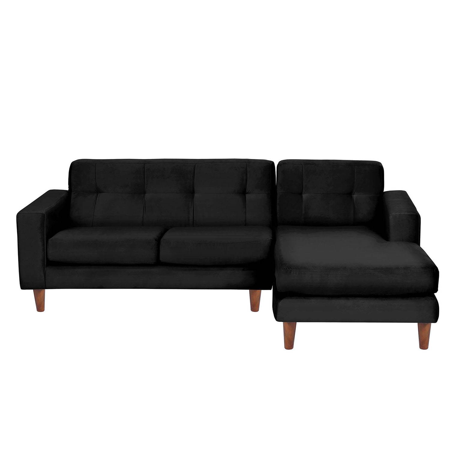SOFA CHAISELONG LATAM HOME SALERNO DERECHO 3 CUERPOS NEGRO VELVET - 1
