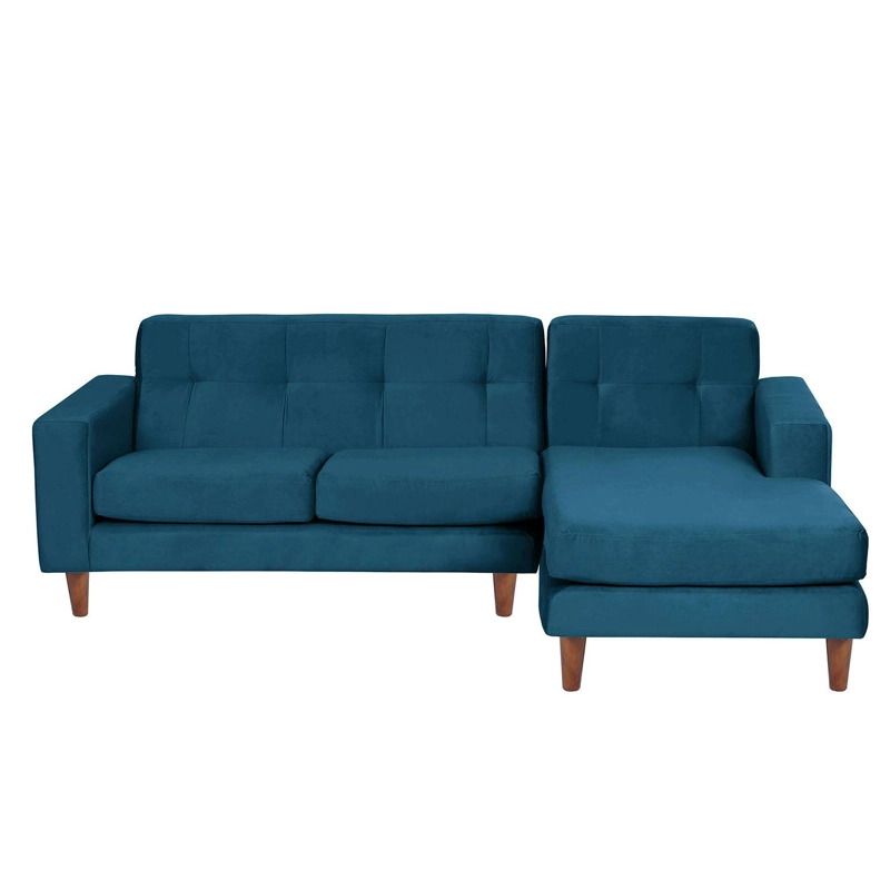 SOFA CHAISELONG LATAM HOME SALERNO DERECHO 3 CUERPOS AZUL PETROLEO VELVET - 1