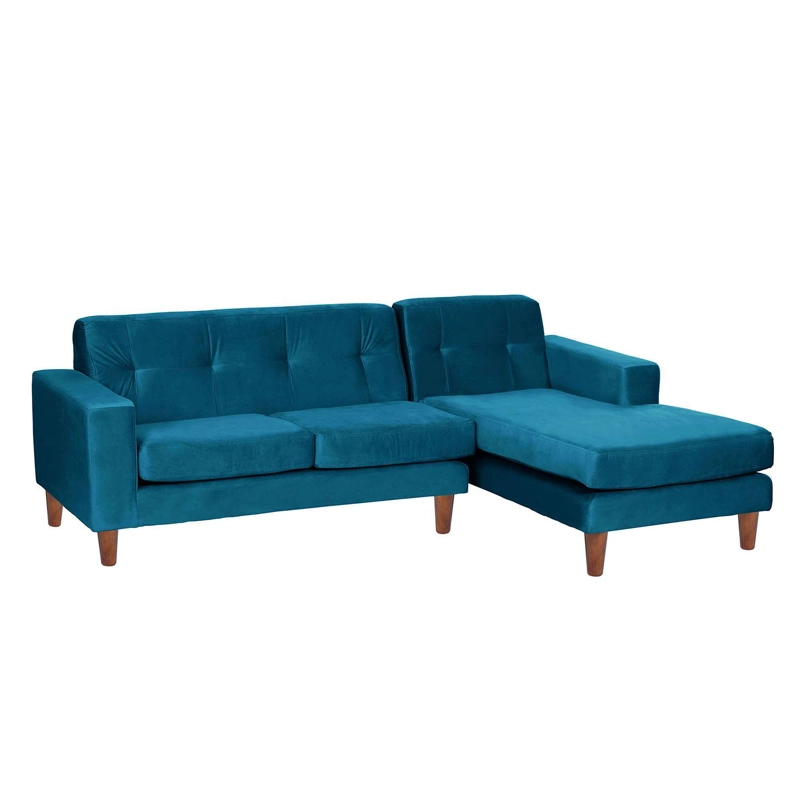 SOFA CHAISELONG LATAM HOME SALERNO DERECHO 3 CUERPOS AZUL PETROLEO VELVET - 2