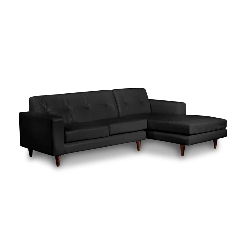 SOFA CHAISELONG LATAM HOME SALERNO DERECHO 3 CUERPOS NEGRO PU - 2