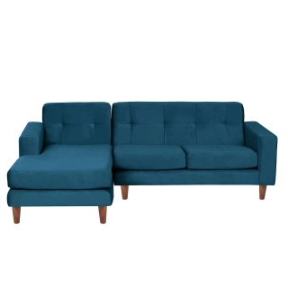 SOFA CHAISELONG LATAM HOME SALERNO IZQUIERDO 3 CUERPOS AZUL PETROLEO VELVET - 1